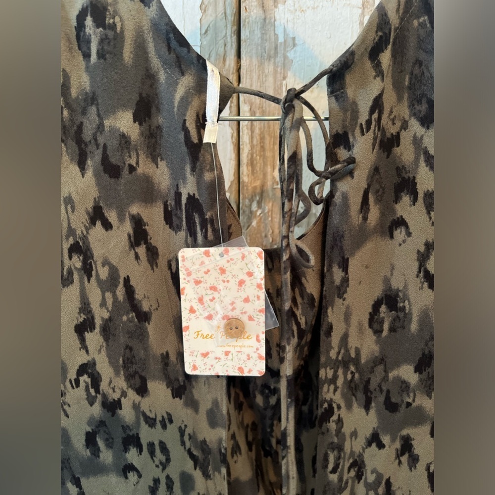 Free People Fake Love Printed mini dress in Balsam (Black) size small - Picture 4 of 7